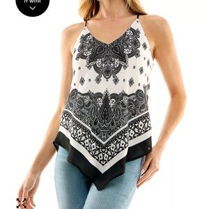 BCX Black and White Camisole with Paisley Design Size M
